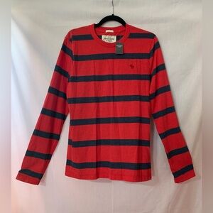Abercrombie & Fitch Red and Black Striped Long Sleeve Tee SWEATER